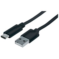 Manhattan 1m, USB 2.0-A/USB-C USB-kabel USB C USB A Sort