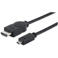 Manhattan 2m HDMI HDMI-kabel HDMI Type A (Standard) HDMI Type D (Micro) Sort