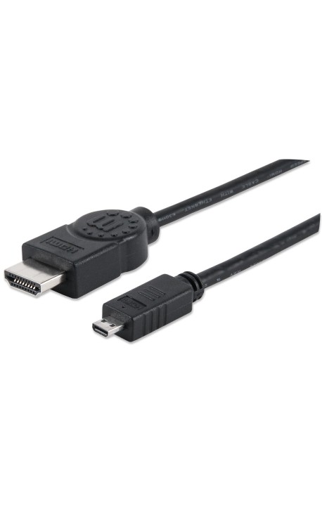 Manhattan 2m HDMI HDMI-kabel HDMI Type A (Standard) HDMI Type D (Micro) Sort