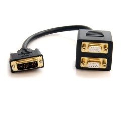 StarTech.com DVISPL1VV videokabel adapter 0,3 m DVI-I 2 x VGA (D-Sub) Sort
