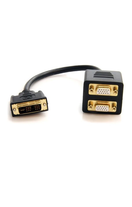 StarTech.com DVISPL1VV videokabel adapter 0,3 m DVI-I 2 x VGA (D-Sub) Sort